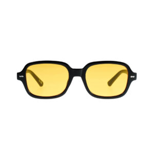 Faustine : Lunettes de soleil unisexe, monture noire, verres jaunes. Style street hyper tendance.