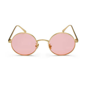 Lunettes Ozzy dorées avec verres roses, style vintage, parfaites pour le streetwear tendance au Maroc.